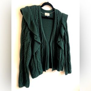Universal Thread NWOT Ruffle Cable and Lace Knit Green Cardigan Sweater Medium